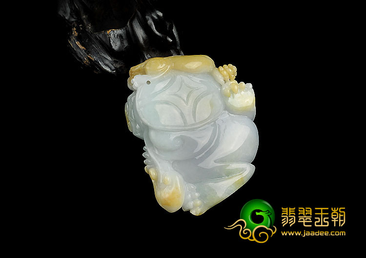 细糯种紫罗兰黄翡缅甸翡翠A货貔貅挂件