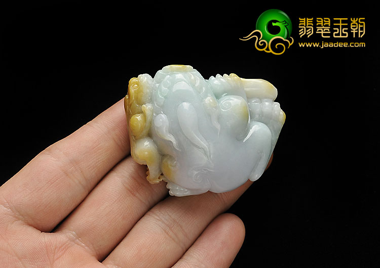 细糯种紫罗兰黄翡缅甸翡翠A货貔貅挂件