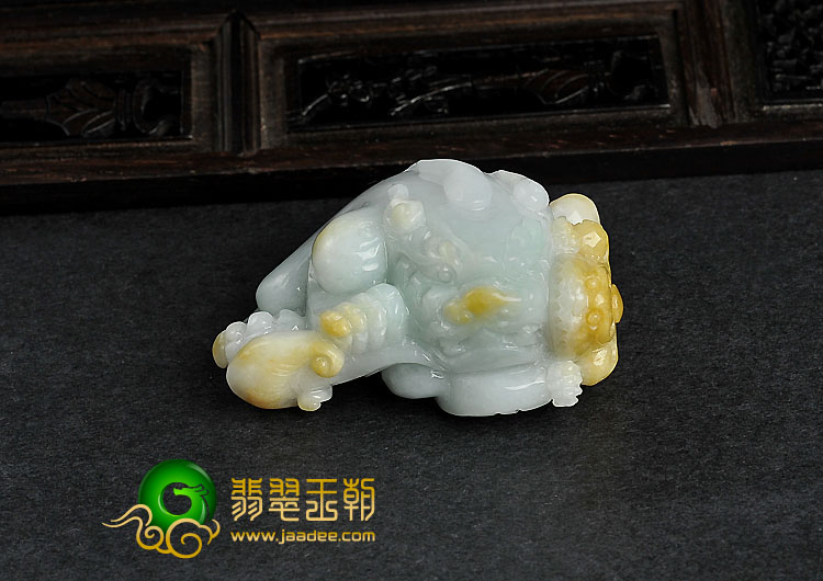 细糯种紫罗兰黄翡缅甸翡翠A货貔貅挂件