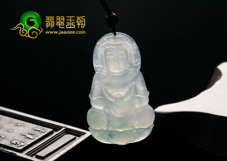 冰种飘翠缅甸翡翠A货观音挂件