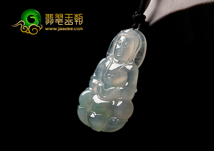 冰种飘翠缅甸翡翠A货观音挂件