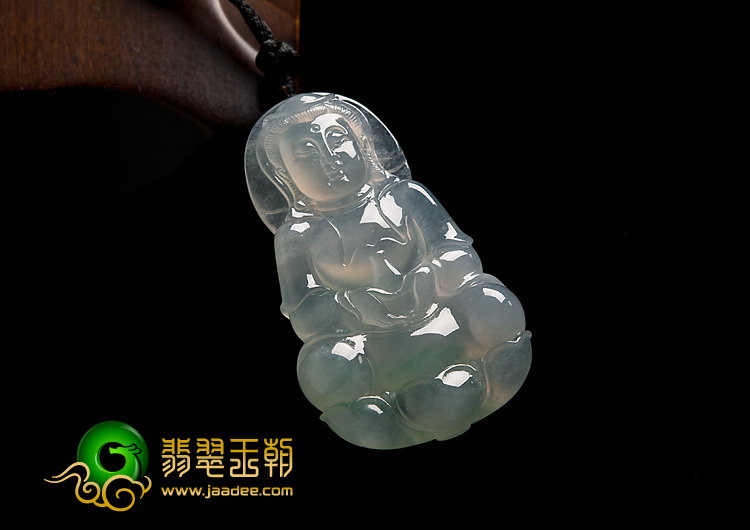 冰种飘翠缅甸翡翠A货观音挂件