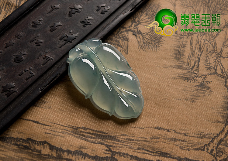 冰种飘花缅甸翡翠A货叶子挂件