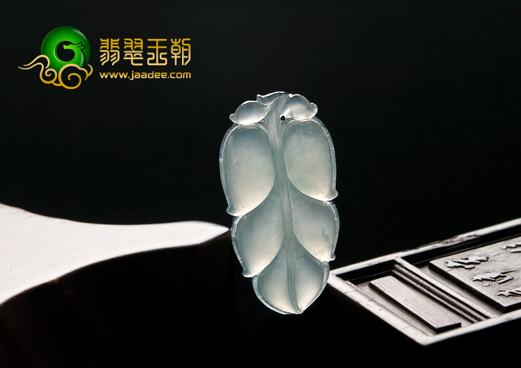 冰种晴水缅甸翡翠A货叶子挂件