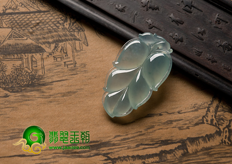 冰种晴水缅甸翡翠A货叶子挂件