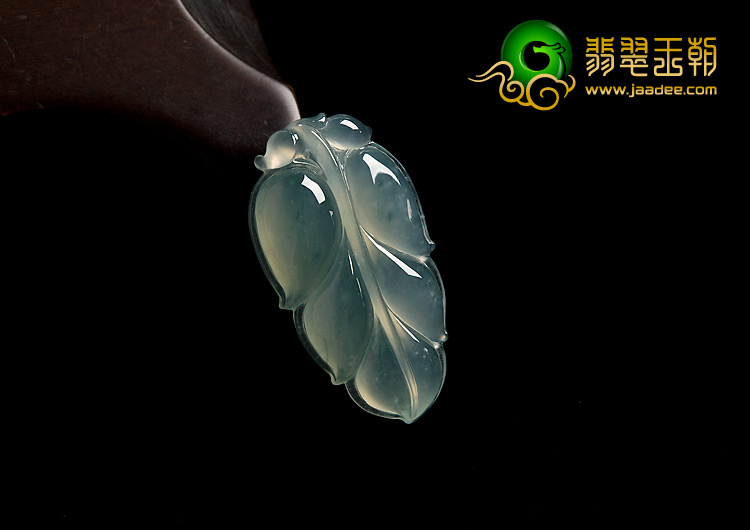 冰种晴水缅甸翡翠A货叶子挂件