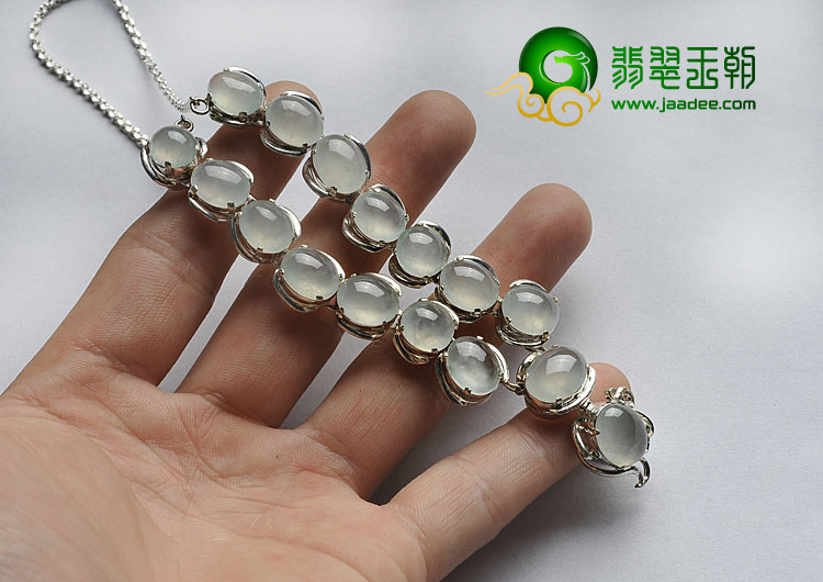 冰种淡晴水缅甸翡翠A货项链面