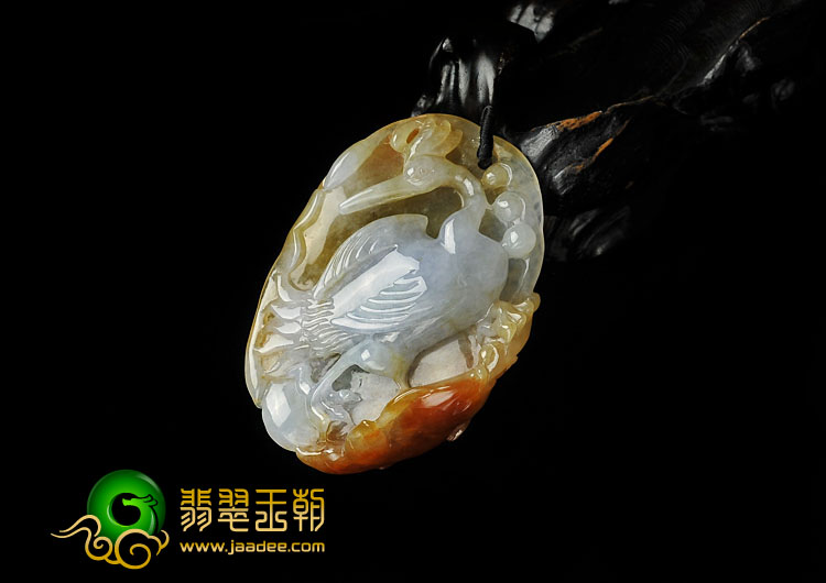 (超值推荐)糯冰种红黄翡缅甸翡翠A货一路连科挂件
