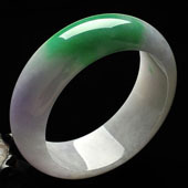 糯冰种春带彩缅甸翡翠A货手镯（55.6mm）