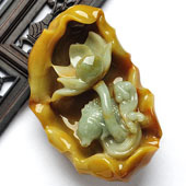 细糯种黄翡缅甸翡翠A货莲年有余手玩件
