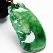 冰种飘翠缅甸翡翠A货镶金扣欢喜福瓜挂件