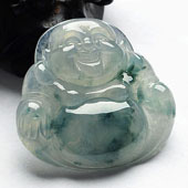 冰种飘花缅甸翡翠A货玉佛挂件