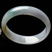 糯冰种淡三彩缅甸翡翠A货贵妃镯（56.2-50.8mm）
