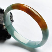 冰种晴水带黄翡缅甸翡翠A货贵妃镯（56.3-50.9mm）