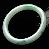 糯冰种飘花缅甸翡翠A货圆条手镯（55mm）
