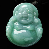 糯冰种豆绿缅甸翡翠A货玉佛挂件