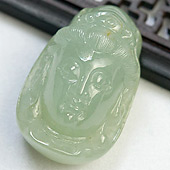冰种晴水缅甸翡翠A货观音头挂件