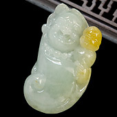 糯冰种晴水缅甸翡翠A货罗汉头挂件