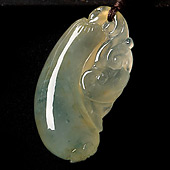 冰种黄翡飘花缅甸翡翠A货福瓜挂件