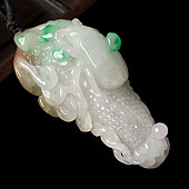 糯冰种飘翠缅甸翡翠A货富甲天下挂件