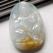 冰种黄翡缅甸翡翠A货观音挂件
