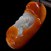 糯冰种红黄翡缅甸翡翠A货诸葛亮挂件