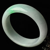 糯冰种飘翠缅甸翡翠A货手镯（54.2mm）