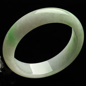 糯冰种飘翠缅甸翡翠A货手镯（58.4mm）