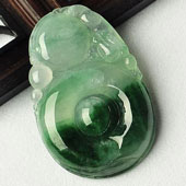 冰种飘花缅甸翡翠A货福在眼前挂件