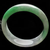 糯冰种春带彩缅甸翡翠A货手镯（57.4mm）