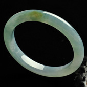 糯冰种晴水略带黄翡缅甸翡翠A货手镯（54mm）