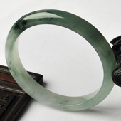 糯冰种飘花缅甸翡翠A货手镯（53.4mm）