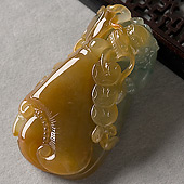 冰种黄翡缅甸翡翠A货金钱如意挂件