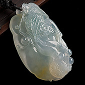 冰种晴水略带黄翡缅甸翡翠A货凤凰如意挂件