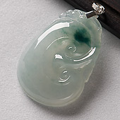 冰种飘花缅甸翡翠A货如意挂件