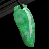 糯冰种翠色缅甸翡翠A货福瓜挂件