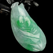 糯冰种飘翠缅甸翡翠A货福瓜挂件