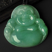 糯冰种翠色缅甸翡翠A货玉佛挂件