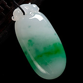 糯冰种飘翠缅甸翡翠A货福瓜挂件