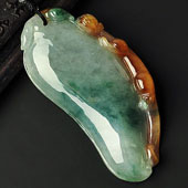 糯冰种黄翡飘花缅甸翡翠A货福瓜挂件