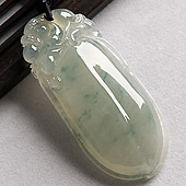 冰种淡黄翡飘花缅甸翡翠A货福瓜挂件