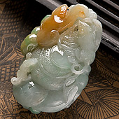 feicui糯冰种三彩缅甸翡翠A货鼠数钱挂件