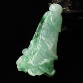 糯冰种飘花缅甸翡翠A货白菜挂件
