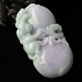 糯冰种春色缅甸翡翠A货福禄寿挂件