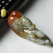 糯冰种红翡缅甸翡翠A货兽头挂件