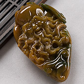 细糯种黄加绿缅甸翡翠A货寿星挂件