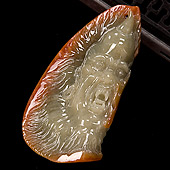 糯冰种红黄翡缅甸翡翠A货火神挂件