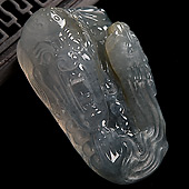 冰（乌鸡种）水墨色缅甸翡翠A货降龙罗汉挂件