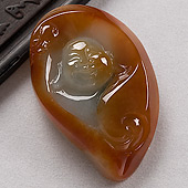 糯冰种红黄翡缅甸翡翠A货玉佛挂件