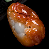 糯冰种红黄翡缅甸翡翠A货福从天降挂件